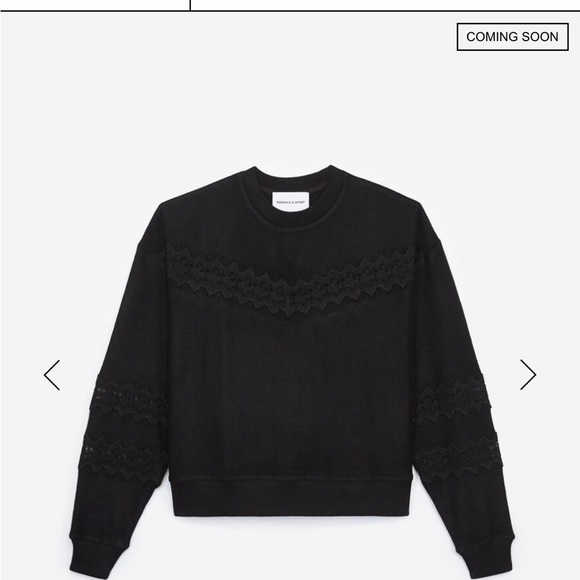 The Kooples- BLACK SWEATSHIRT WITH LACE STRIPS, Size xl - Picture 4 of 5